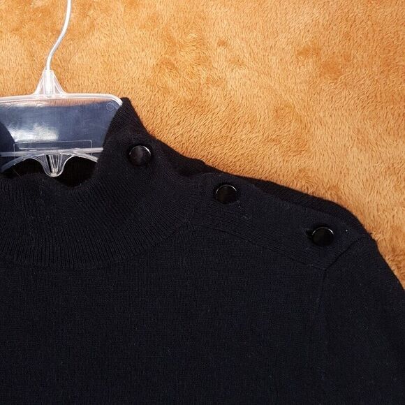 KATE SPADE Sweater Womens Small Black Turtleneck Wool Polka Dot Silk Hem - Picture 5 of 10